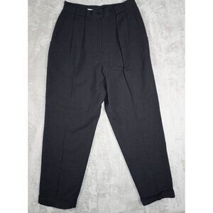 Jones New York Women’s 100% Wool Pleated Trousers | Black | Size 12 | High-Waist
